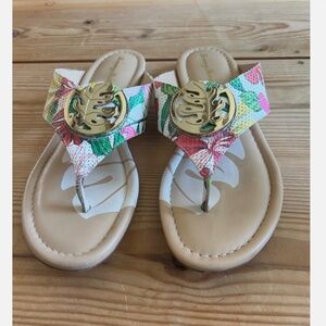 Tommy Bahama Floral Palms Shoes Thong Sandles - Size 7.5 pre-owned